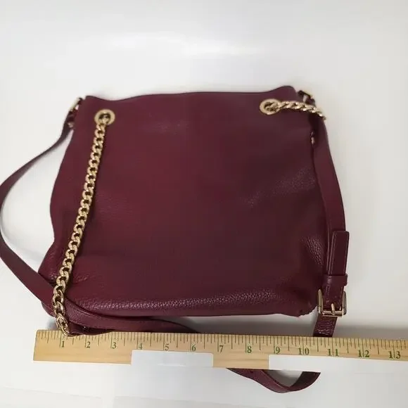 Michael Kors Purse Jet Set Tote Bag Burgundy with Gold Chain​ - Picture 11 of 11
